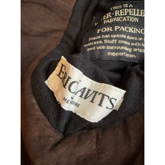 Eric Javits Wide Brim Hat Waterproof Suede Dark Brown - Picture 10 of 11